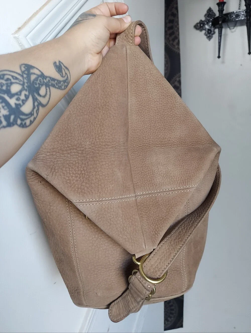 Vintage Coach Sonoma Collection Nubuc Sand Flat Pack Sling 4944⌛️